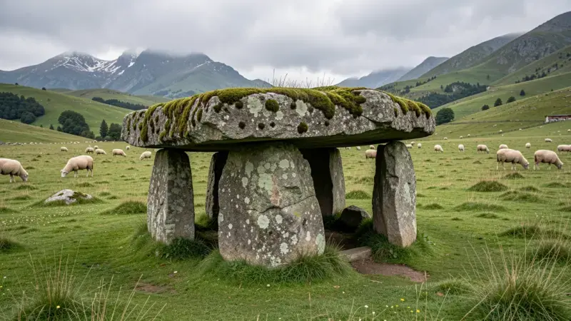 Dolmen megalítico en monte de Navarra - ley detectores metales Navarra Institución Príncipe de Viana