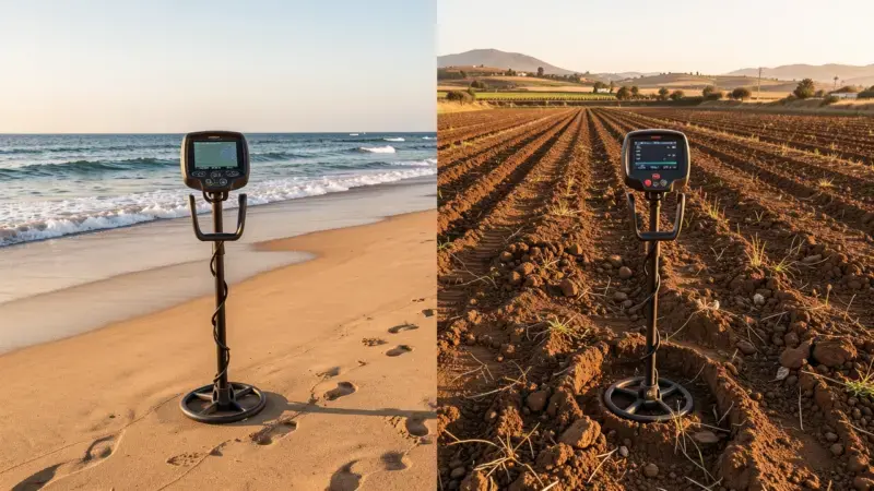 Detector de metales en terreno playa y campo - donde buscar detector metales España