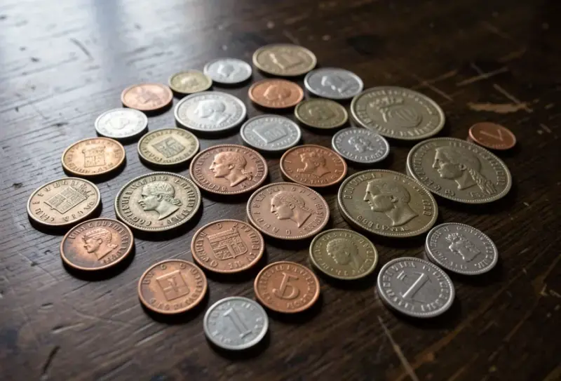 Reliquias metálicas y monedas antiguas halladas con detector de metales - vender monedas antiguas