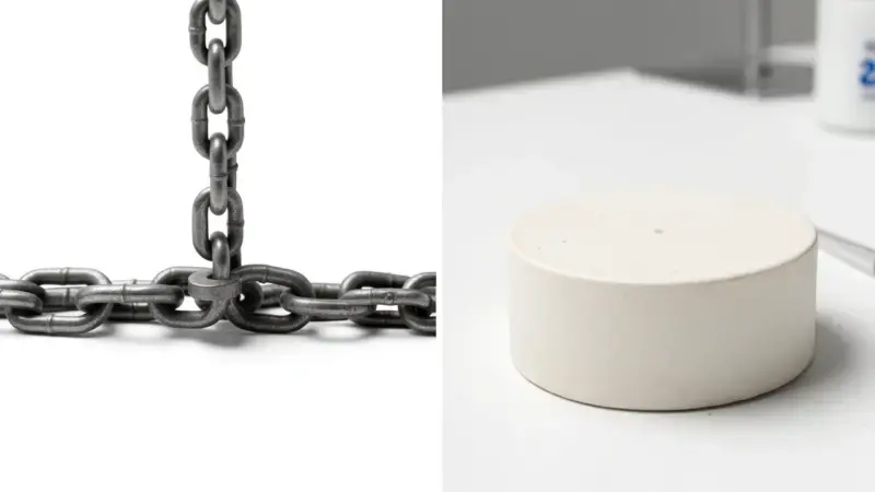 Comparativa de potencia entre imán de neodimio pequeño y ferrita grande levantando cadena - potencia iman neodimio